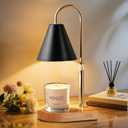 Candle Warmer Lamp with Timer Dimmer, Electric Candle Warmer for Jar Candles, Bedroom Home Decor, Gifts for Mom, House Warming Gifts Home Bedroom Decor Adjustable Height with 2 Bulbs (Black triangle)