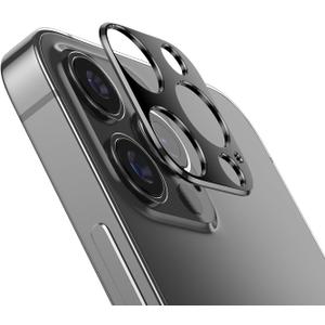 2 x 2 Packs Camera lens protector for iPhone 12 Pro Metal Alloy [No Glass Lens Cover] (Black)