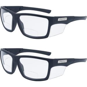 JORESTECH Safety Bifocal Glasses Classic Design With Side Shields ANSI Z87+ Anti Scratch With UV Protection (Black frame with 2.5 Diopter Clear Lens, 1 Pair)