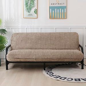 OctoRose Twin Size 3 Side Zipper Upholstery Thick Linen Camel Futon Cover Sofa DayBed Mattress Slipcover Couch Protector (Linen-Camel, Full Size)