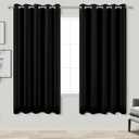 KOUFALL Black Curtains for Bedroom 63 Inch Length x 72 Inches Wide,Room Darkening Black Out Curtain 72x63 Inches Long