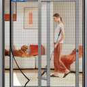 Magnetic Screen Door Left Right Side Opening Upgraded PET Mesh Greater Than Fiberglass and Polyester,Keep Bugs Out,Pet & Kid Friendly,Suitable for Sliding Doors,Patio French Doors-72" X 96" (Fit Door Size 7296 Inch, Black)
