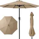 Newport Outdoor 9ft Commercial Grade Patio Umbrella, 5-Year Fade Resistant 260 GSM Polyester Canopy, Rustproof Aluminum Frame, Smooth Tilt & Crank for Patio, Restaurant, Pool & Deck - Tan
