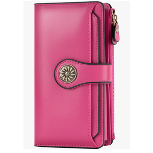 Travelambo Wallets Women RFID Large Capacity Luxury Waxed Leather Clutch Wallet Multi Card Organizer