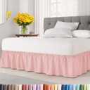 Wrap Around Dust Ruffle Bed Skirt - Baby Pink - Queen Size Beds w/ 12 Inch Drop - Easy Fit Elastic Strap - Adjustable Pleated Bedskirt w/Brushed Fabric - Wrinkle Free - Women, Men, Kids & Teens
