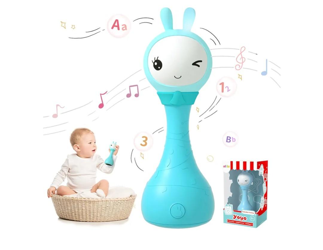 alilo Yoyo Talking Bunny Baby Singing Musical Rattle, Mimicking Toys Repeats What You Say, Preloaded 90+ Audio Content, ABC/Number/Notes Learning Toys for Toddlers Infant Newborn Boy Girl Gifts