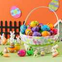 JOYIN 72PCS 2.3" Printed Empty Plastic Eggs, Bright Colorful Plastic Eggs Bulks for Festival Hunt, Filling Treats, Party Favor, Basket Stuffers, Classroom Prize Supplies