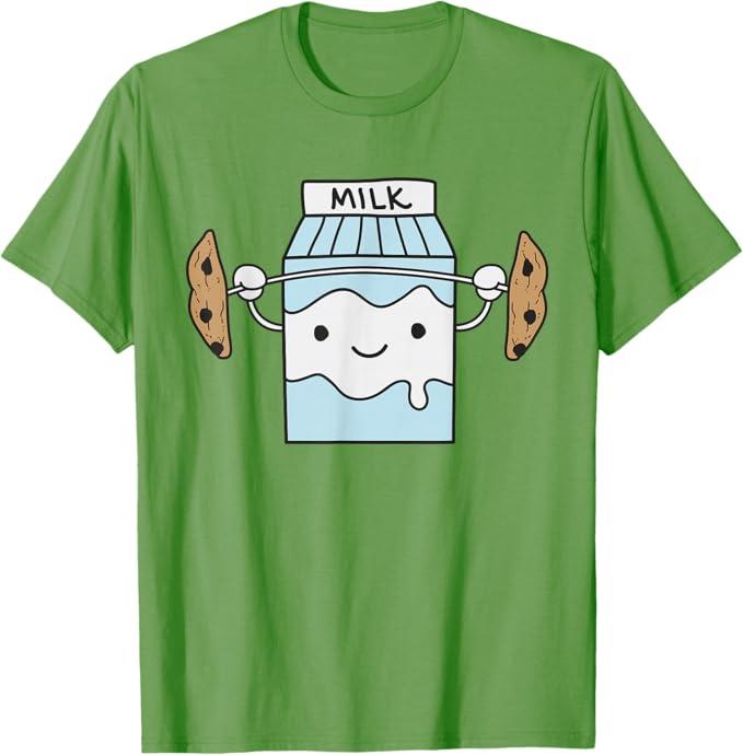 Milk Lifting Cookie Funny Coaster Barbell T-Shirt, Size XL