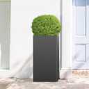 Tall Planters 26 Inch Square Metal Plant Pot with Removable Insert Shelf and Drainage-Modern Tall Black Planters for Indoor & Outdoor-Front Porch,Patio,Garden (14" L X 26" H) (L:13.8in x W:13.8in x H:26in)