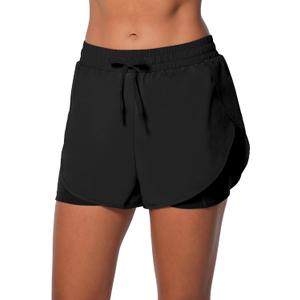Sunzel 2 in 1 High Waist Running Shorts for Women Quick Dry Elastic Athletic Shorts with Pocket and Drawstring Workout Summer (Black, XL)