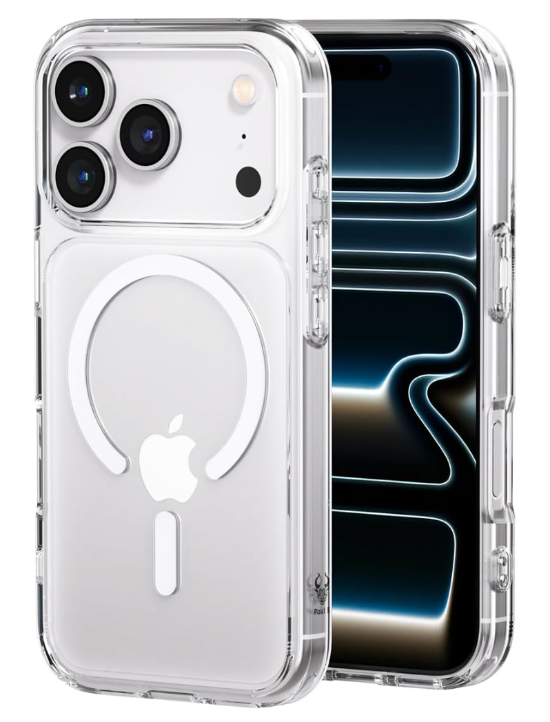 PAUL B for 2025 iPhone 17 Pro Case (Compatible with MagSafe) Military Grade Drop Protection(Drop Tested up to 13FT) Anti Yellowing | Magnetic Rugged Shockproof Phone Cover (Clear, iPhone 17 Pro)