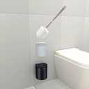 Toilet Brush and Holder Set, Bathroom Cleaner Brush Set with Light Brush Handle, Soft Bristle, Corrosion Resistant Holder, Wall Mounted/Floor Standing