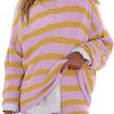 Fnortc Womens Striped Two Piece Outfit Strapless Tube Top Wide Leg Pants Matching Set Summer Beach Vacation Lounge Wear (Pink And Yellow,S)