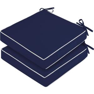 HOMELYSIAN Outdoor Chair Cushions 19x19, Patio Furniture Cushions with Removable Cover, Outdoor Deep Seat Cushion Set with Ties and Handle, Waterproof Outdoor Cushions for Chair Sofa Couch, Navy