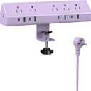 45W Fast Charging Station,Desk Clamp Power Strip,4 PD USB-C Ports,5 AC Outlets,Surge Protector Power Strip, 14AWG Heavy Duty Cord, Fits 1.9" Tabletop Edge (White, 15 FT Cable)