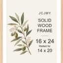 JCJMY 16x24 Solid Wood Picture Frame, Display 14x20 with Mat or 16 x 24 without Mat, Wooden 16 by 24 Photo Frame with Shatter Resistant Plexiglass for Wall Hanging, Natural, 1 Pack