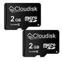 Micro SD Card 2GB Pack of 2 Flash Memory Card Class 6 with SD Adapter MicroSD TF Card (2 GB)