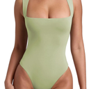 REORIA Butsmooth® Women’s Sexy Sleeveless Square Neck Double Lined Basic Bodysuit Tank Tops, Size M