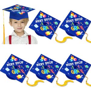 Preboun Graduation Cap for Kids, 6 Pcs Set Kindergarten Graduation Hat Topper with Tassel for Kids