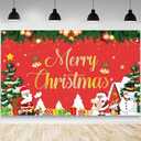 AIBIIN Merry Christmas Backdrop Santa Merry Christmas Holiday Party Decorations Banner Snowman Claus Reindeer Xmas Photography Background Photo Studio Props 70.8 x 43.3 inch