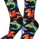 Cute Novelty Crew Socks, Funny Athletic Crazy Dress Socks Gift For Men Women (One Size, Dragon)