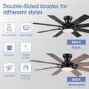 52" Low Profile Ceiling Fans with Lights and Remote, Modern Outdoor Ceiling Fans with 3 Colors 6 Speeds, Flush Mount Ceiling Fan Light with Reversible DC Motor