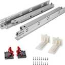 21 Inch Undermount Drawer Slides Soft Close 1 Pair, Bottom Mount Drawer Sliders Heavy Duty Track Under Mounted, Full Extension Cabinet Drawer Glides Brackets Locking Device Kitchen Dresser