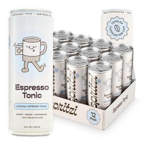 Spritzi Original - Sparkling Espresso Tonic - 75mg Caffeine, 45 Cal, Fair Trade Coffee, Naturally Sweetened, Refreshing Energy Alternative - Canned Coffee Drinks (12 Fl Oz x 12 Pack)
, BBD 06/06/2026