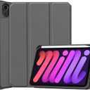 Tablet Cover for Apple iPad mini 6th 7th 8.3"(2021 2024 Release),Folio Stand Lightweight Leather Case with Stylus Holder for iPad mini 6 7 Gen A2567 A2568 A2569 A2993 A2995 A2996 (TPU-Gray)