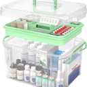 NZYNZY 15QT Clear Medicine Organizer Storage Box with Handle Medicine Container with Tray, Thickened Plastic Empty First Aid Box, Multipurpose Medical Medication Caddy Container Chest
