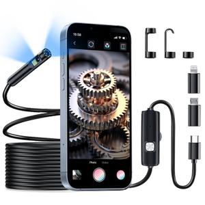 Borescope, Endoscope Camera with Light- 1920P HD Inspection Camera with Light, Dual Lens with 8+1 Adjustable LED Lights, IP67 Waterproof for Android, iPhone, iPad