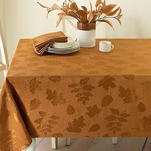 Benson Mills Harvest Legacy Damask Fabric Table Cloth Fall, Harvest, and Thanksgiving Tablecloth (Amber-Bronze, 60" x 120" Rectangular)
