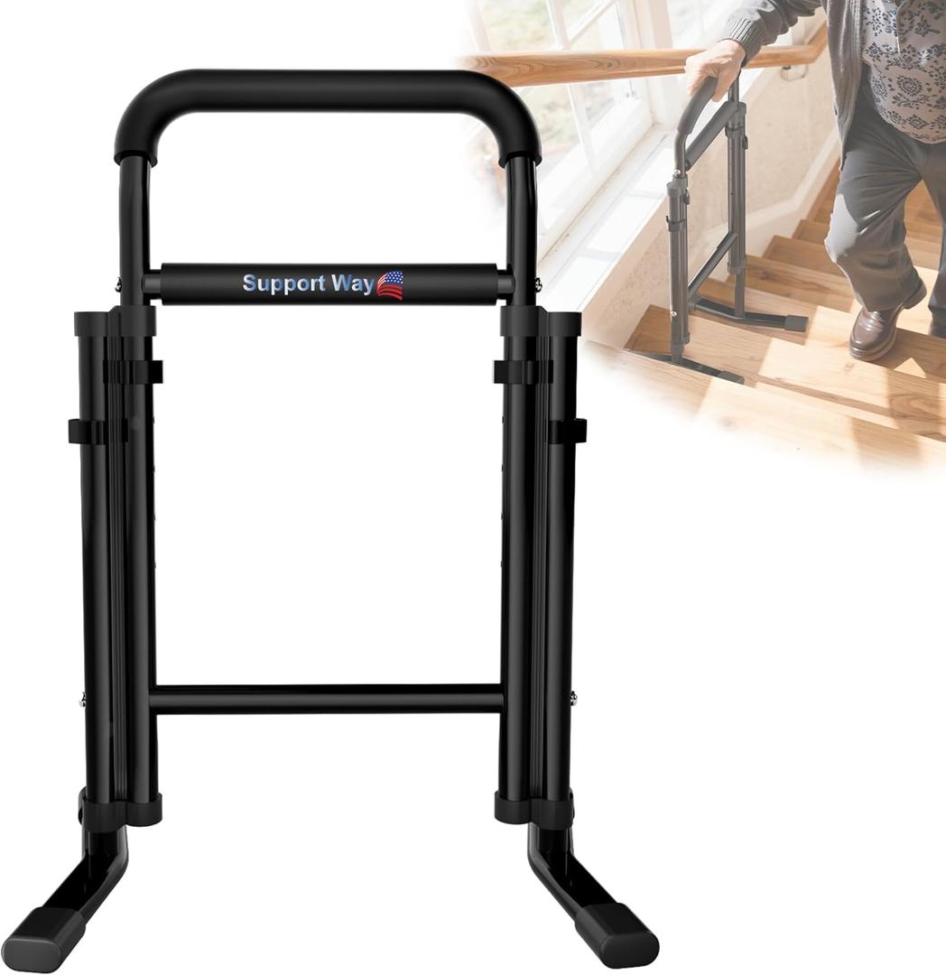 Stand and Sit Assist Device for Elderly, 2-in-1 Mobility Aid for Couch & Stairs, Adjustable Standing Cane with Wide Base, Lift Assist for Chair, Bed, Toilet- 450 Capacity (Black)