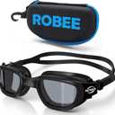 Robee Swimming Goggles, Adult Polarized Swim Goggles for Men Women Youth, Water Pool Glasses (Black, Smoke, Polarized)