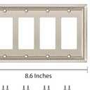 Henne Bery Sunken Pearls Heavy Duty Decorative Wall Plate Switch Plate Outlet Cover (Quad Decorator, Satin Nickel)
