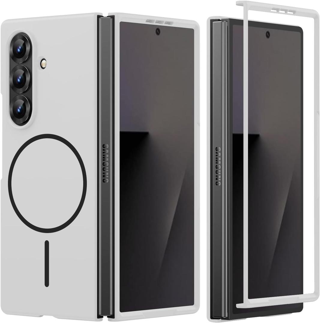 Magnetic Case for Samsung Galaxy Z Fold 7 Case Compatible with Mag-Safe Ultra Thin Slim Z Fold 7 Phone Cases Hard PC Matte Shockproof Wireless Charging Protective Cover for Samsung Z Fold 7 (Silver)