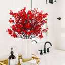 Uieke 30 Pcs Babys Breath Artificial Flowers Bulk Silk Red Faux Flowers Real Touch Gypsophila Bouquet for Christmas Halloween Home Wedding Decoration
