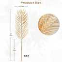 29" Large Gold Palm Leaves Palm Fronds Tropical Leaves Areca Palm Branches Artificial Palm Leaves with Stem Golden Palm Tree Leaves Faux Palm Leaves for Floral Arrangement Fake Gold Leaves 12Pcs