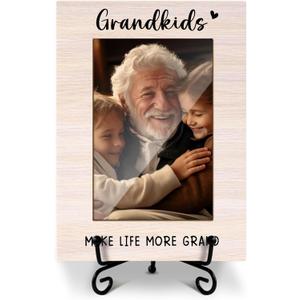 Grandchild Picture Frame, Grandkids Grandma Grandpa Gifts Grandparents Gifts, Wooden Photo Frame With Iron Stand, Tabletop Decor -11