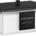TIPGO Acrylic Dryer Sheet Holder with Lid, Clear Laundry Sheets Container with 27 Labels, Laundry Pods Storage for Laundry Room Organization - Black