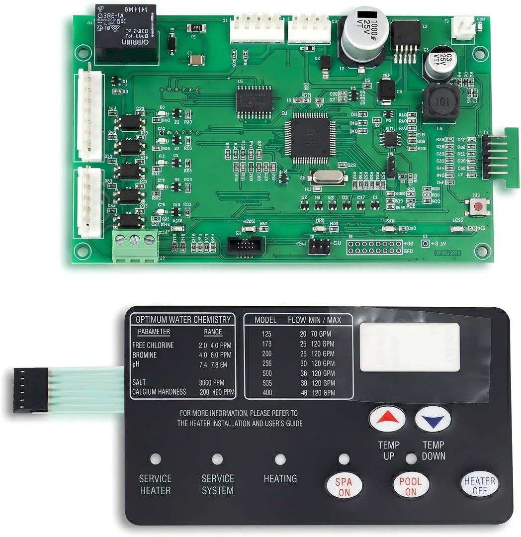 42002-0007S Control Board Kit Compatible with Pentair MasterTemp 125/200/250/300/400 and Sta-Rite Max-E-Therm Pool & SPA Electrical System, with 472610Z Switch Membrane Pad