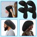 4 Pieces Unisex Dreadlock Cap, Black Long Hair Dreads Caps Head Wraps Hair Accessories Sleeping Loc Bonnet for Men and Women (Black)