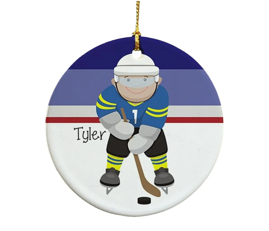 Personalized Ceramic Hockey Ornament Pack of 2