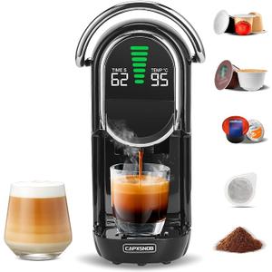 Magician1 Mini Espresso Machine for Nespresso Original, Dolce Gusto, Lavazza Blue, ESE Pods, 19Bar Coffee Machine for Ground Coffee, Coffee Maker with adjustable Temp & Cup Size, 21oz Reservoir