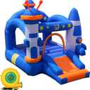 Bounce House, Inflatable Bouce House for Kids 3-6 with Basketball Hoop Jump Area and Slide, Space-Themed Inflatable Bouncy Castle with Air Blower for Indoor/Outdoor