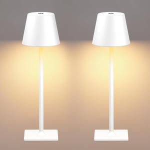 White Cordless Table Lamp Set of 2 for Patio Restaurant Home Dinner Kitchen