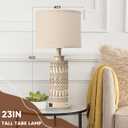22IN Modern Ceramic Table Lamp Set of 2 White Lamps for Living Room Tall Bedroom Lamp Set Bedside Nightstand Lamps Set of Two Farmhouse Rustic Side Table Lamps for End Table Beige Desk Lamps