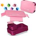 My Vesperbox Lite  Mini Lite - Kids Bento Lunch Box  Extra Durable Lunchbox for Toddlers and School  Leakproof, Child-Friendly, Ideal for Daycare, Preschool & Elementary School (7.48 x 5.12 x 1.97 in, Mini Lite - Pink - Purple - 19x13x5cm)