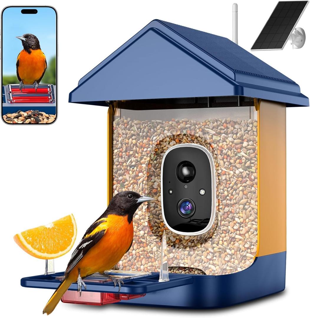 Smart AI Bird Feeder for Families - Attract Vibrant Cardinals! 2K Day/Night Camera, 10,000+ Species ID, Real-Time Alerts, Solar Powered & Weatherproof - Fun Bird Watching for Kids & Adults