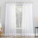 No. 918 Emily Sheer Voile Tab Top Curtain Panel, 59" x 84", White